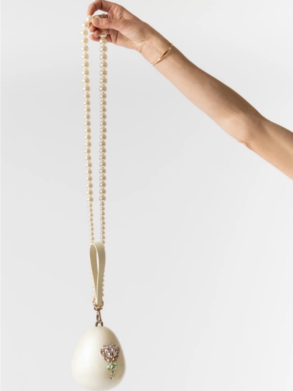Simone Rocha Cream Pearl Jeweled Egg Wristlet - Picture 7 of 11